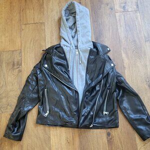 Bagatelle Faux Leather Jacket with Detachable Hoodie